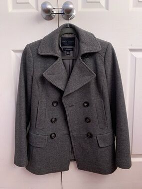 Banana Republic Men's Dark Gray Double-Breasted Peacoat